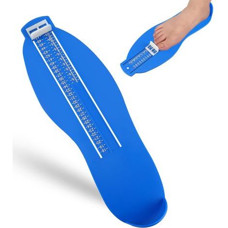 Foot measuring device for children and adults, shoe size measurement tool for determining shoe sizes 18 to 47, and 1.5m measuring tape (blue) (1/5)