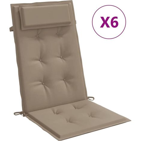 Coussins de chaise à dossier haut lot de 6 taupe tissu oxford (1/5)