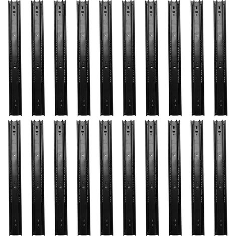 10 Paires de Glissières de Tiroir 3 Sections Extension Grande Capacité de Charge Rails de Guidage pour Bureau Maison 40cm (1/5)