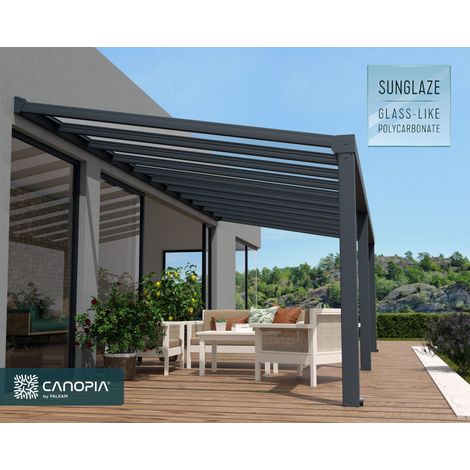 Palram - Canopia | Pergola Stockholm Marquesina De Aluminio 340X805 cm Transparente Gris (1/5)