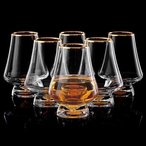 Verres à whisky en cristal avec flocons d’or 24 carats
