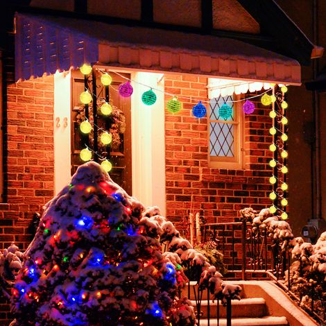 Guirlande Lumineuse Noël 1.8m 10 Sphères Dorées 5cm, Lumières Chaudes pour Arbre de Noël et Décoration Murale