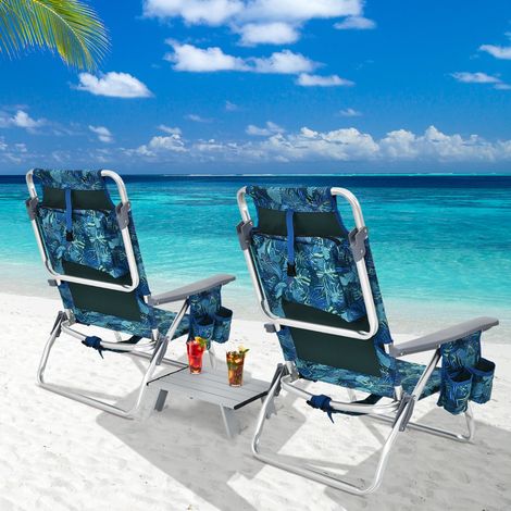 Lot de 2 Chaises de Camping Plage Pliantes avec Table Enroulable Dossier Réglable CWXT5755 DESIGN IN (1/2)