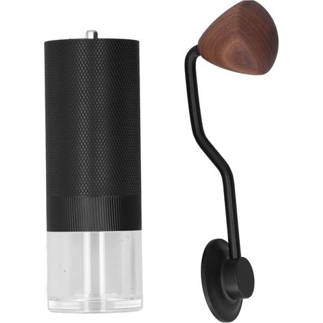 Moulin à café manuel portable broyeur à grains à main domestique meule transparente noire (1/5)