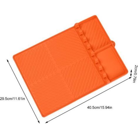 Tapis De Cuisson - Silicone - Pour Etagere Laterale De Barbecue - 40,5x29,5x2 Cm - Orange - 1 Piece (1/4)
