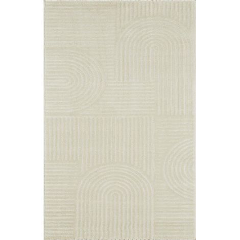 Tapis salon et chambre 160x230 crème rectangle tissé motif géométrique CERABI (1/5)