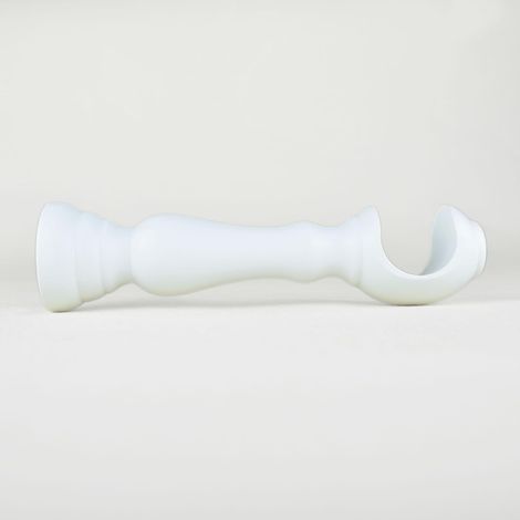 TENDAGGIMANIA Staffe per Tende 1 COPPIA - Per Bastoni per tende in Legno ∅ 35 MM - Staffe con piastrina di fissaggio, viti e tasselli- 100% Legno Made in Italy - Colore: BIANCO -LUNGHEZZA 18 CM (1/5)