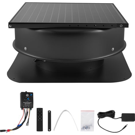 Mophorn Solarbetriebener Ventilator, 50 W Dachventilator mit Thermostat, Fernbedienung, 84950 L/min Luftstrom, integrierter Rauchsensor mit automatischer Abschaltfunktion für Kühlung und Entfeuchtung (1/5)