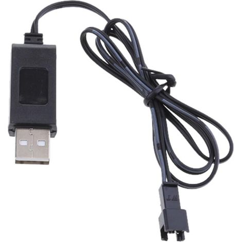 Cable cargador de batería USB negro de 3,7 V para coches de control remoto.