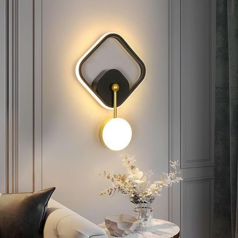 Applique murale intérieure LED moderne, 21 W / 2550 lm, design minimaliste, pour chambre, chevet, salon, couloir, café et décoration intérieure, finition noir doré (1/5)