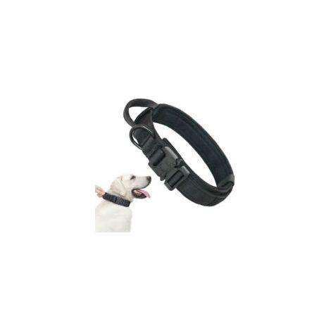 Collier tactique pour chien avec boucle métal, noir - Taille XL (1/5)