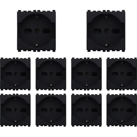gloca Presa Schuko 2P+T 16A Compatibile Arké (10, Nero) (1/4)