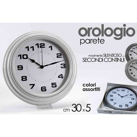 Kaela - Orologio Silenzioso Parete Stile Anticato Tondo 30x5cm Plastica Colori Ass 667688 - (1/2)