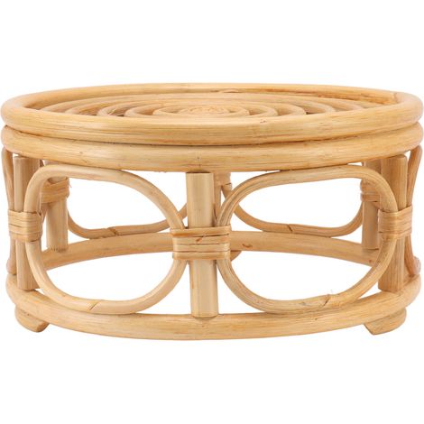 Support pour plantes d'intérieur en rotin, forme ronde, naturel, fait main, pour la maison, le jardin et la cour. (1/5)
