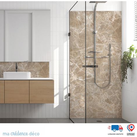 Panneau de douche : Marbre de Minorola - Couleur Marron clair - Alu composite - 90 - 245 (1/3)