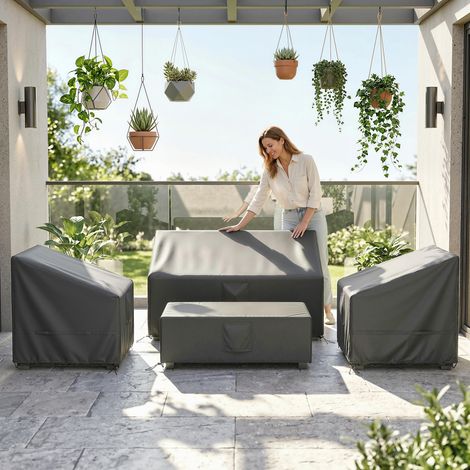 Fundas impermeables para muebles de jardín (4 piezas), color negro. (1/5)
