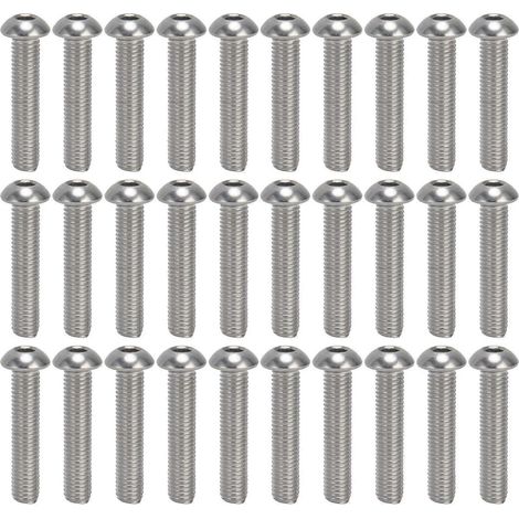 30-teiliges Set Innensechskantschrauben mit Knopfkopf, A2 Edelstahl, M10x1,5, Grobgewinde, M10x50