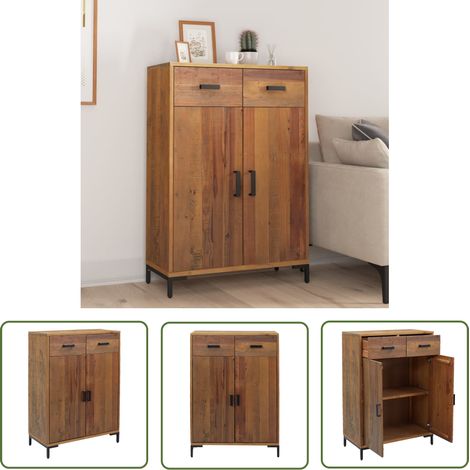 Meuble à Chaussures Étagère à chaussures Armoire à Chaussures 75x40x110 cm Bois pin massif recyclé 90012 (1/5)