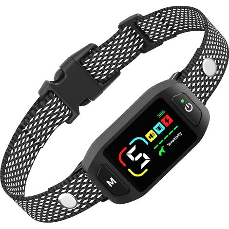 Wiederaufladbares Antibellhalsband für Hunde mit Farb-LCD-Bildschirm, Ton-, Vibrations- und Stimulationsmodi, 5 Empfindlichkeitsstufen, IP67 wasserdicht (1/5)