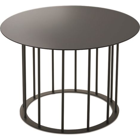 Tavolino tondo D60 cm con base in metallo Nero e piano in vetro Fume' MUTE (1/2)