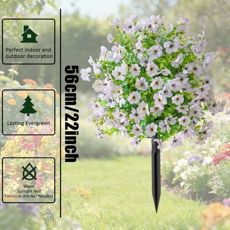 Plantes en pot avec piquets de sol, fausses feuilles d'eucalyptus violettes, arbustes artificiels, arbres à feuilles persistantes, 2 pièces (1/5)