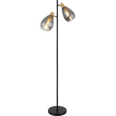 Globo - stehlampe - Fanni - schwarz - glas rauchglas - (1/5)