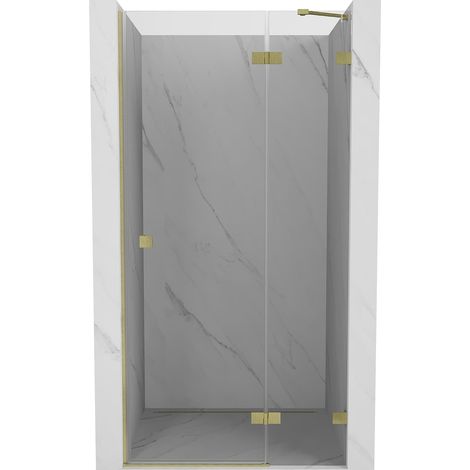 Mexen Lunar puerta de ducha abatible derecha 90 cm, transparente, oro cepillado - 834-090-000-55-00-P (1/5)