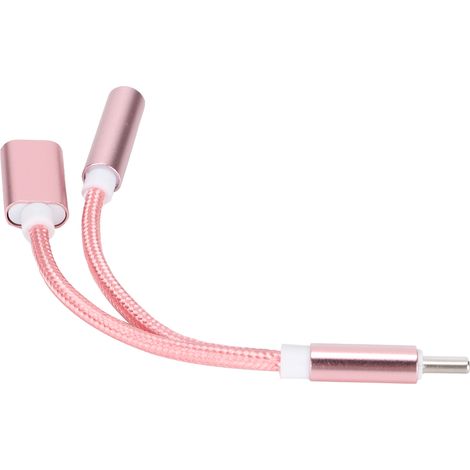 USB-C auf 3,5-mm-Audioadapter mit Ladefunktion, 2-in-1-Konverter für Xiaomi und Huawei, Roségold (1/5)