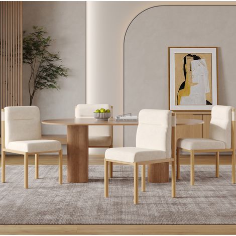 MEUBLIV Esszimmerstuhl Beige 2er-Set – hohe Rückenlehne, ohne Matratze (1/5)