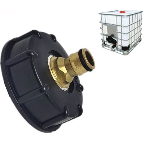 Raccord cuve eau S60X6 - Embout arrosage jardin (anneau plat - tétine en laiton à 6 pointes)