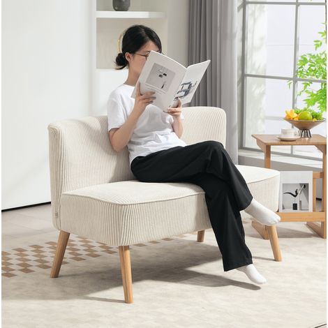 MEUBLIV sofá de 2 plazas 117 x 56,5 x 77 cm blanco crema - sin reposabrazos (1/5)