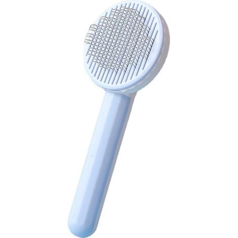 Cepillo para perros, cepillo para gatos, cepillo suave de acero inoxidable autolimpiante, cepillo para perros de pelo corto y largo (azul cielo) (1/5)
