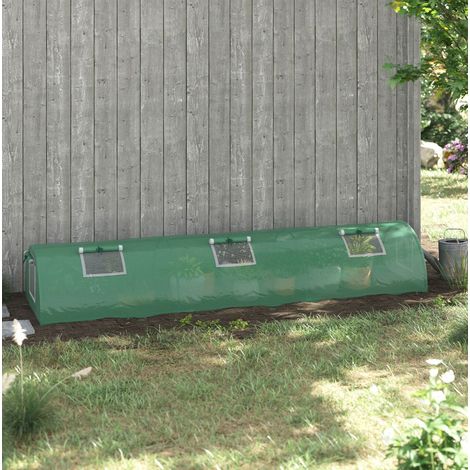 Mini serra tunnel 300 x 80 x 45 cm in PE anti-UV con 4 finestre in mesh, verde HAVRYA (1/5)
