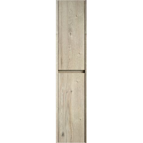 Armario mural de baño alto 140 cm de madera contrachapada color blanco roto con 2 puertas (1/5)