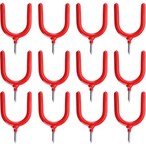 12-teiliges Set mit Schraubhaken, Wandhalterung aus rot vinylbeschichtetem Stahl (1/4)