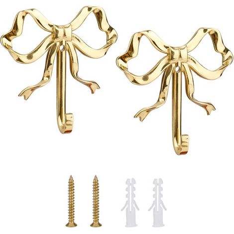 Wandhaken – Design mit goldener Schleife – 6,6 x 6,4 cm (1/5)