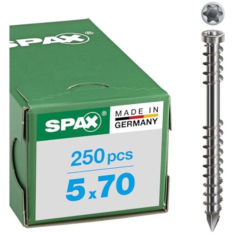 Spax Tornillos para terraza inox 70 mm caja 250 unidades
