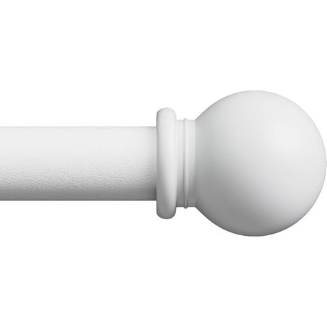 Tringle Rideau, 80-120 cm Tringle à Rideau Extensible avec Embouts à Boule avec Supports, 16mm de Diamètre Fenêtre Décorative tringle rideaux (Blanc) (1/5)