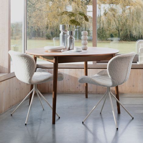Table à manger ronde extensible 120/160 cm décor marron - LYN (1/5)