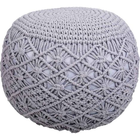 Puff de algodón trenzado gris 45x45x40
