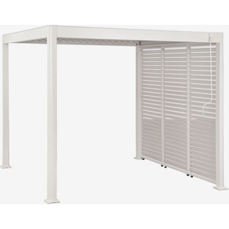 Pergola bioclimatique en aluminium avec lames et panneau latéral Druvia SKLUM Blanc Gardenia (1/5)