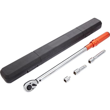 Clé dynamométrique à cliquet 1,3 cm 20-250 pi-lb 34-340 N·m kit mécanique avec adaptateurs et rallonge pour précision optimale. (1/5)