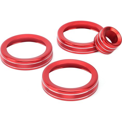Lot de 4 anneaux décoratifs pour boutons de réglage du volume de la climatisation, compatibles avec Range Rover Evoque 2012-2018, rouge. (1/5)