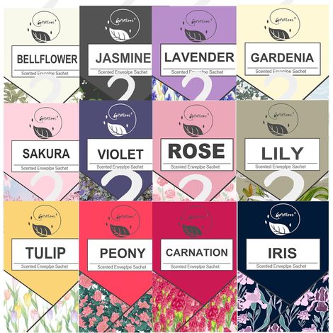 Pack of 12 Scented Wardrobe Bags, Scented Wardrobe Smells Good Home, Home Fragrance Home Scent, Deodorising Clothes Wardrobe Sachets, Lavender, Cupboards, Car Fragrance (Flowers) (1/5)