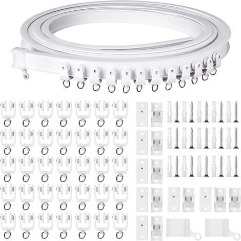 Rail de rideau souple pour plafond incurvé de 5 m, avec crochet métallique, cloison de pièce, piste coulissante Flexible et silencieuse avec accessoires de crochet (1/5)