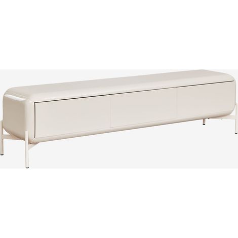 Sklum – Meuble TV MDF 180x40 cm – Finition laquée haute brillance – 3 compartiments de rangement – Système d'ouverture par poussée