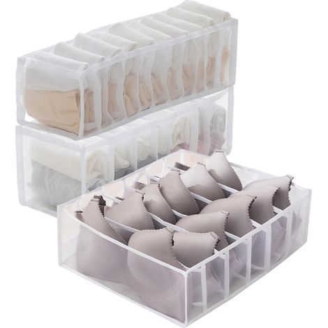 Organisateur de Tiroir Pliable Boite rangement sous vetement Rangement sous vetement Rangement chaussette séparateur tiroir(3 pièces)