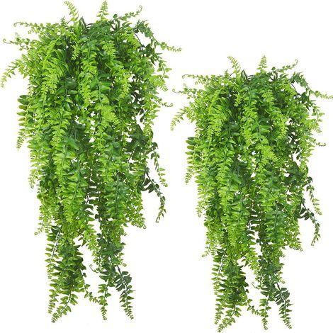 Plante verte artificielle tombante 2 pièces Feuilles de lierre en PVC Longueur 85cm Décoration intérieure et (1/5)