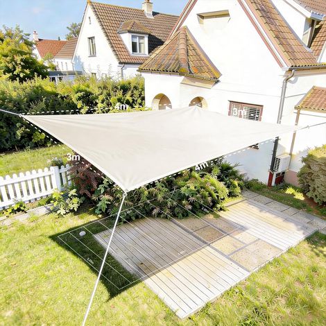HAIKUS Rectangular Sun Shade Sail 3 x 4 m, HDPE Breathable Shade Cloth (185 g/㎡), Rectangular 4 x 3 m Shade Net with UV Protection for Patio, Garden, Outdoor Terrace, White (1/5)
