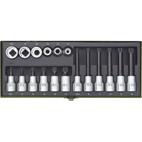 Serie di bussole xzn multidente da 1/2" 18 pz maschio e femmina Proxxon 23296 (1/4)